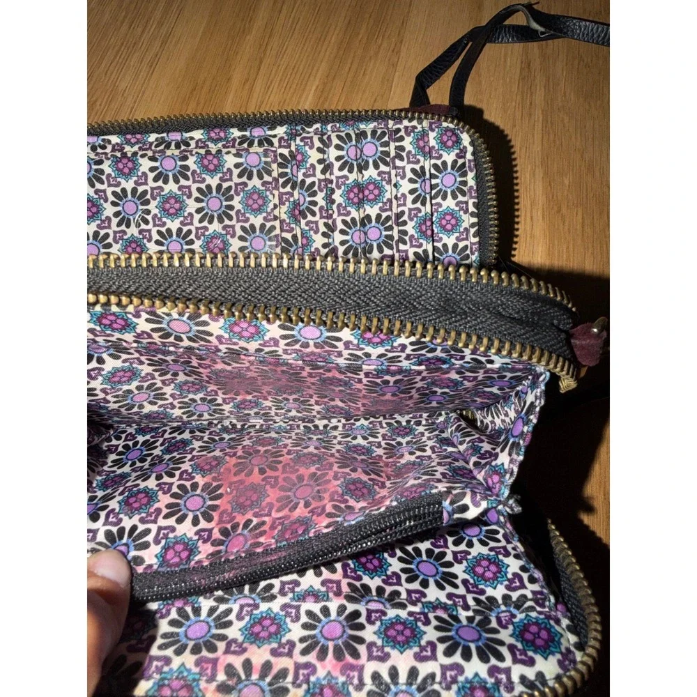 Vera Bradley Quilted Velvet Crossbody Burgundy Wine Wallet Purse Floral Lining
